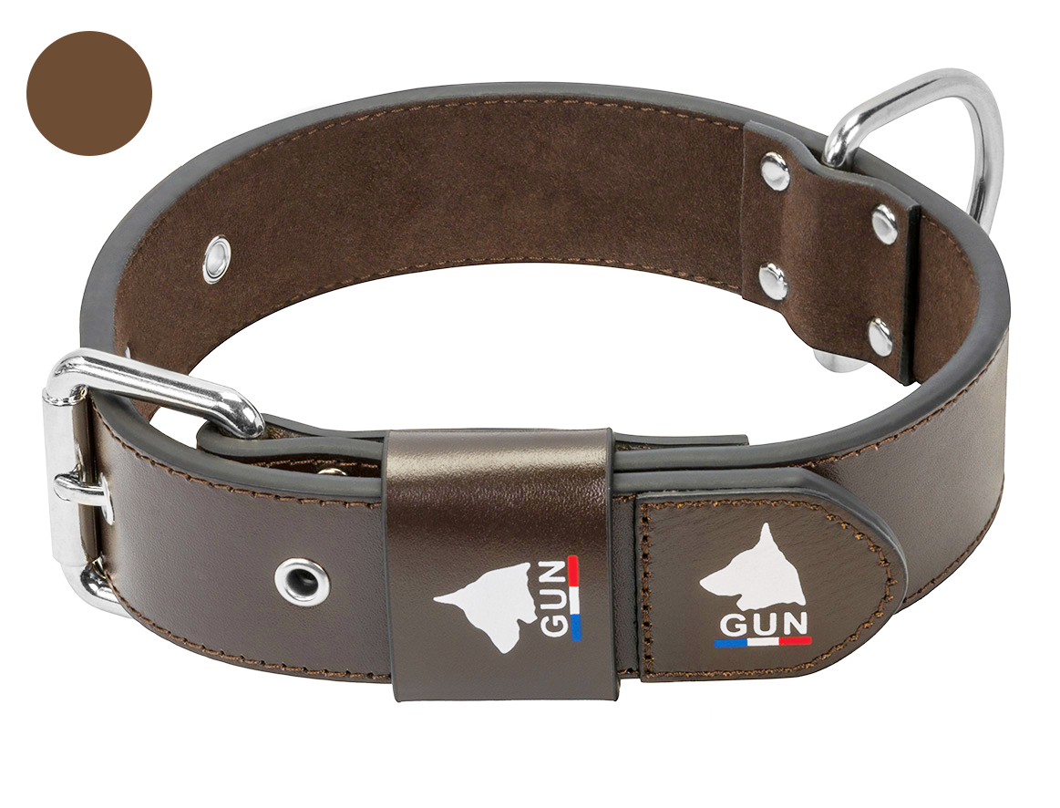 Collier Cuir Marron Large pour chien