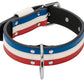 Blue White Red Leather Necklace GUN - BIG