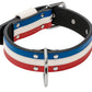 Collier Cuir Bleu Blanc Rouge GUN - BIG