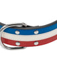 Collier Cuir Bleu Blanc Rouge GUN - BIG