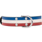 GUN Blue White Red Leather Collar