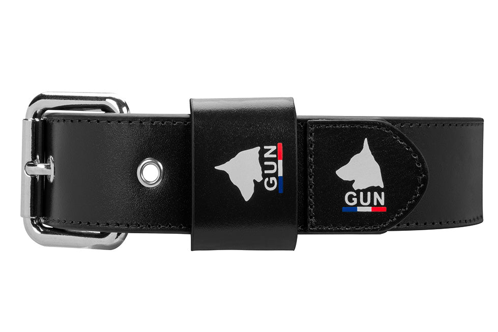 GUN Black Leather Collar - BIG